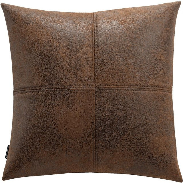 JHWarmo Kissenbezug aus Wildleder in Braun im Mid-Century Modern Stil, B/B: 50 x 50 cm - Bild 1