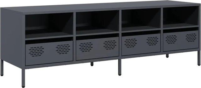 vidaXL TV-Schrank aus kaltgewalztem Stahl in Anthrazit im Industrie-Stil, B/T/H: 135 x 39 x 43,5 cm - Bild 1