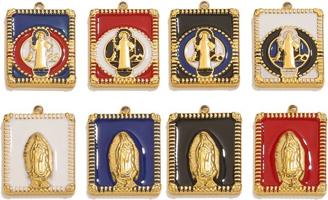 Anhänger Edelstahl, Emaille, Jungfrau, Madonna Charms, Damen - Bild 1