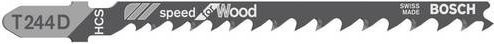 Bosch Stichsägeblatt T 244 D Speed for Wood HCS für Holz, 5er-Pack, 100 mm, Silber - Bild 1