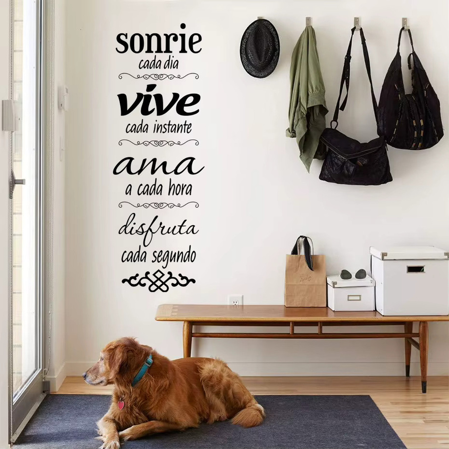 Sonrie Vive AMA Wandaufkleber aus schwarzem Vinyl mit modernem Schriftzug für deine Heimdekoration - Bild 2