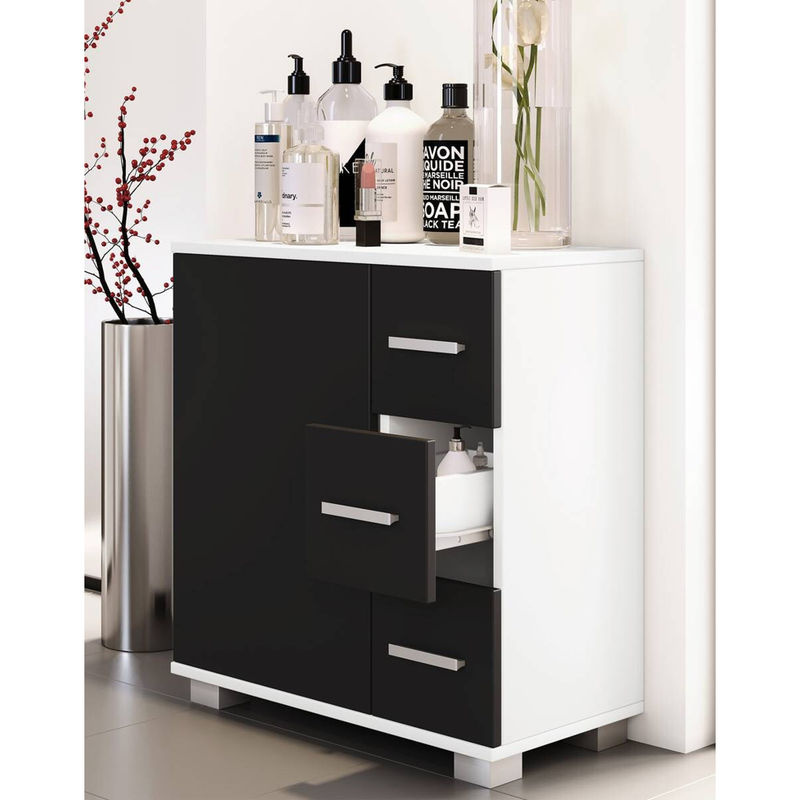 VCM Midischrank Zalo in Weiß und Schwarz aus Holzwerkstoff, B/H/T: 30,4 x 65 x 60 cm - Bild 4