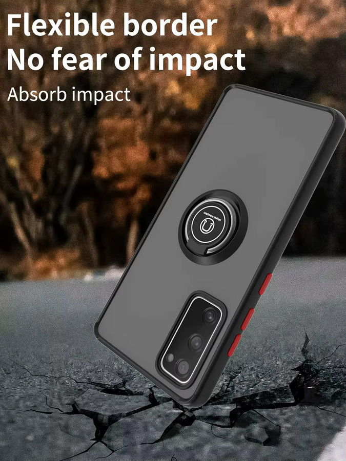 Samsung Galaxy S20 FE Silikon Hülle mit Metallring-Halter in Schwarz Matt - Bild 2