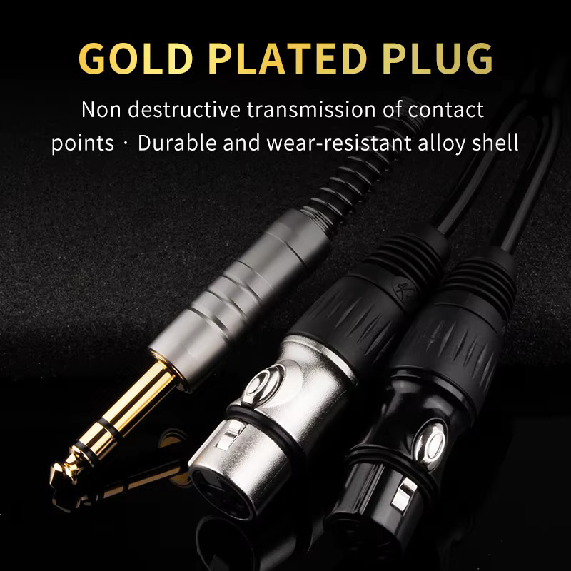 Ruzuo HiFi Audio-Kabel 3,5 mm Klinke auf Dual XLR Splitter, schwarz, abgeschirmtes TRS-Y-Splitterkabel für Mischpulte und Lautsprecher - Bild 3