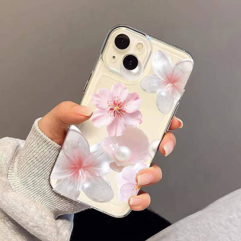 Transparente Handyhülle mit Pfirsichblüten-Perlen-Design für Xiaomi 15T 14T Pro 12T 14 13T Pro 11 Lite 4G 5G sowie Poco X7 F7 F6 X6 X5 F5 Pro - Bild 3