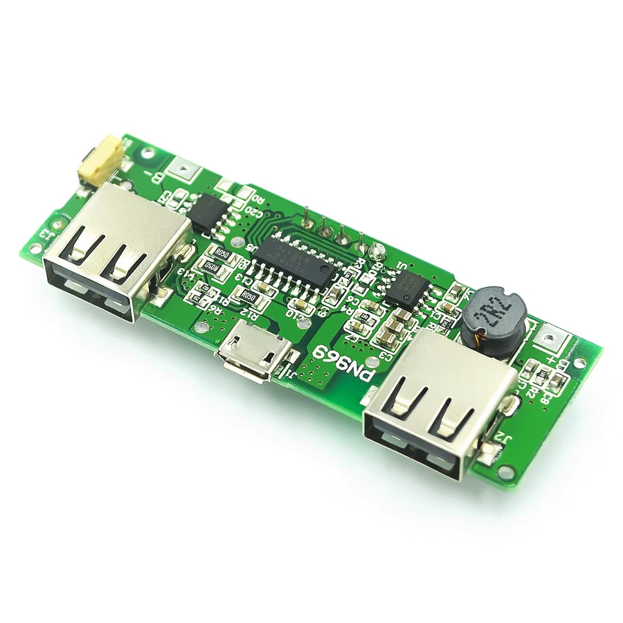 LED Dual USB Power Bank Lademodul mit Micro-USB und Typ-C Anschluss, 5 V 2,4 A, Grün - Bild 2