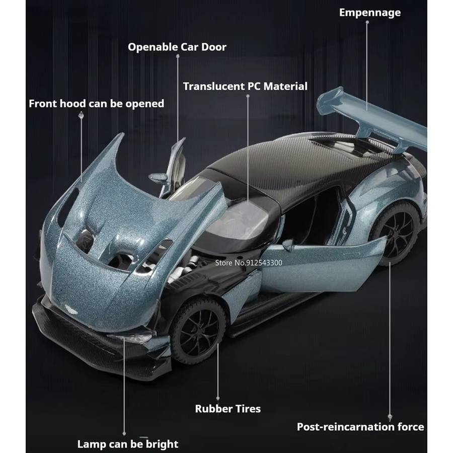 RMZ city Vulcan DB12 Automodell, 1:32 Maßstab, mit Licht und Sound, Druckguss-Fahrzeug - Bild 2