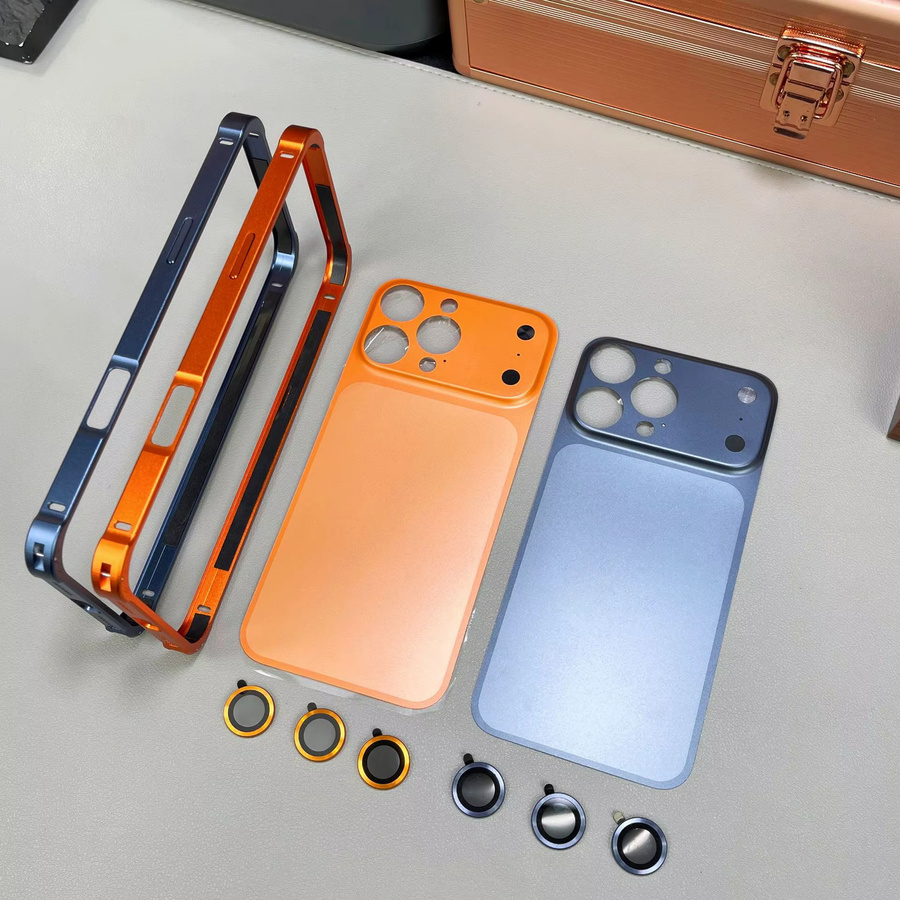 Schutzhülle mit Legierungsrahmen und Glaslinsenfolie für iPhone 13 bis 17 Pro Max in Blau - Bild 2