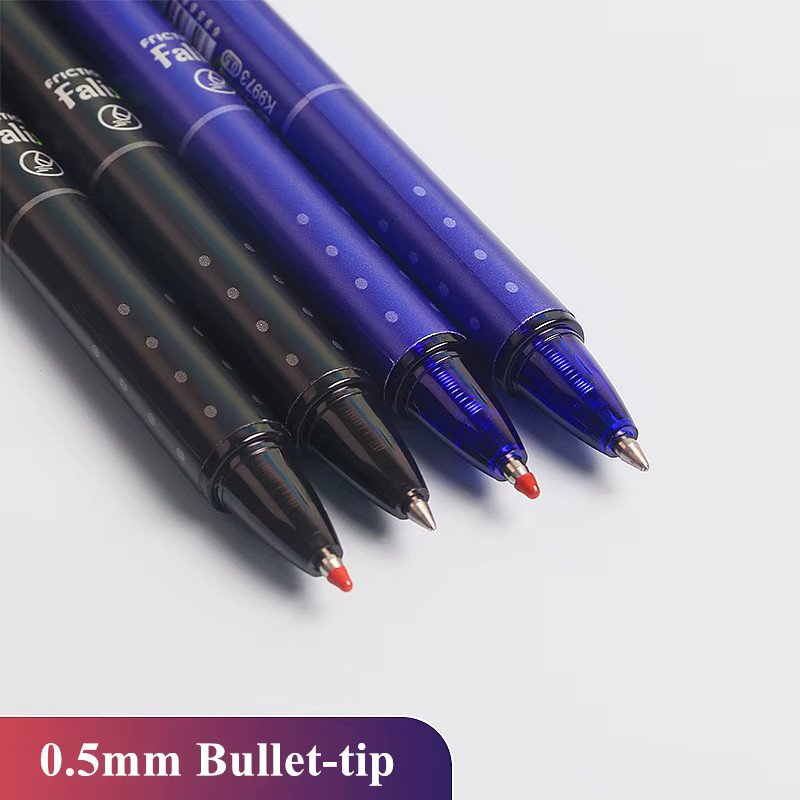 Löschbares Gelschreiber-Set mit Nachfüllmodul und integriertem Radiergummi, 0,5 mm, Farben: Schwarz und Blau - Bild 4