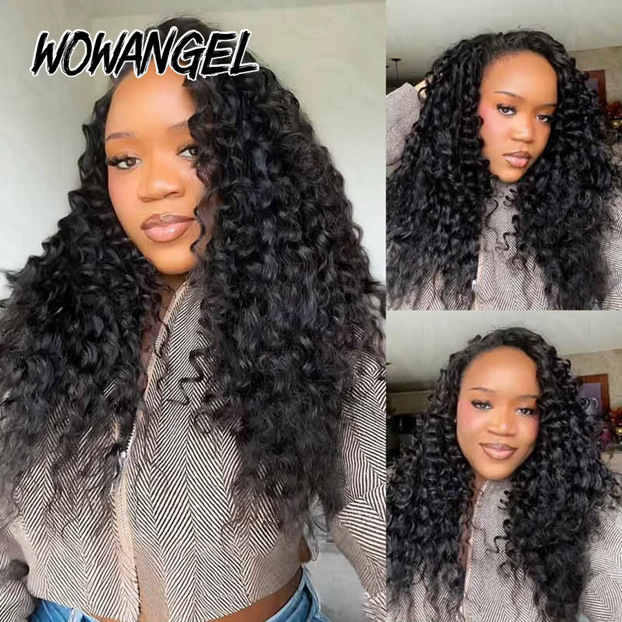 WOWANGEL Deep Wave Feather Crochet Echthaarverlängerungen, Schwarz, Damen - Bild 2
