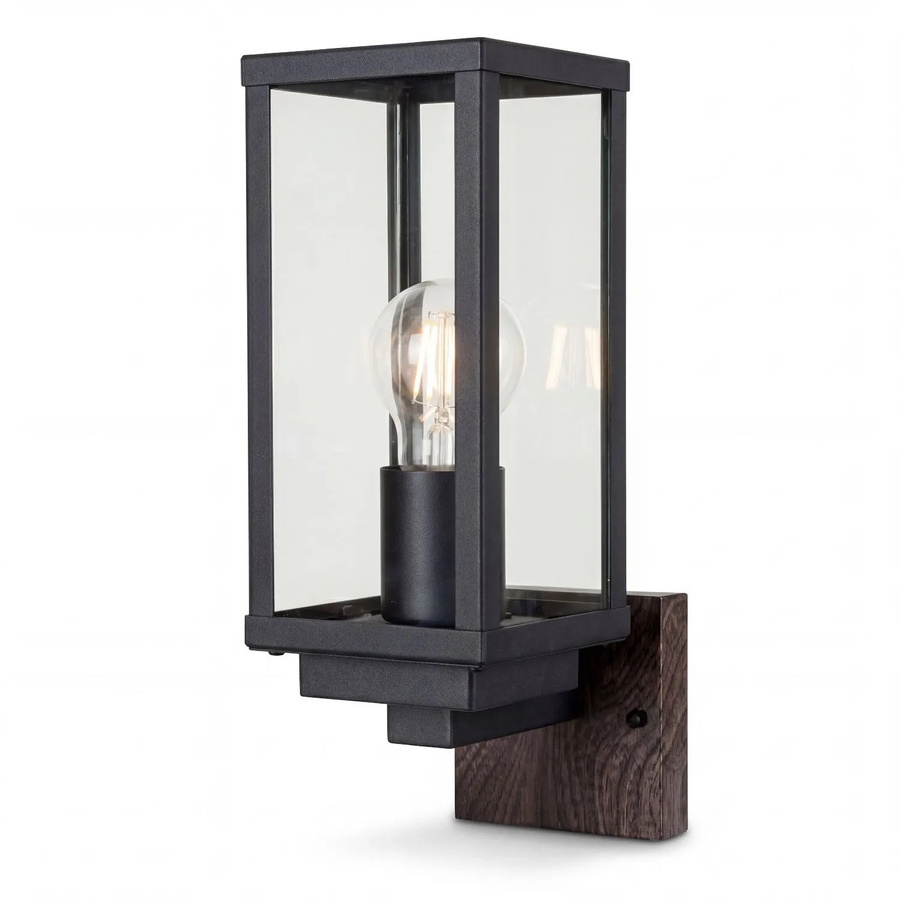 Licht-Erlebnisse Außenlampe Wandleuchte aus Aluminium und Glas in Schwarz, Höhe: 32 cm, IP44, E27 - Bild 2