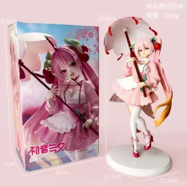 Bandai Hatsune Miku Sakura Regenschirm Figur, PVC Statue, Rosa / Pink - Bild 1