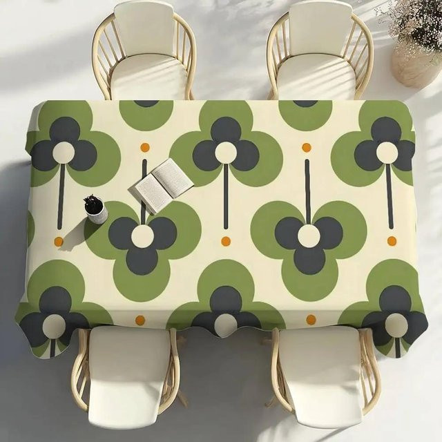 Fancy Style Studio O-Orla Kiely Tischdecke mit Blumenmuster in Grün, fleckenabweisend, B/L: 140 x 220 cm - Bild 1