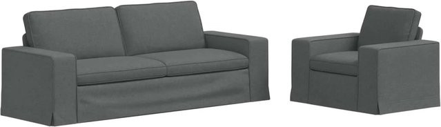vidaXL 2-teiliges Sofa Dunkelgrau mit Stoffbezug und Metallrahmen B/T/H: 222 x 80 x 82 cm und 103 x 80 x 82 cm - Bild 1