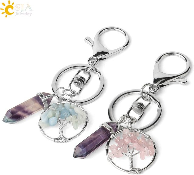 CSJA Anhänger Naturstein Fluorit Baum des Lebens, Unisex - Bild 1