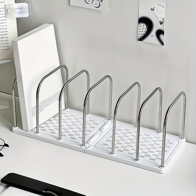 KEANG Büro-Desktop-Aufbewahrungsregal minimalistischer Buchständer für Dateien und Bücher in Beige oder Weiß - Bild 1