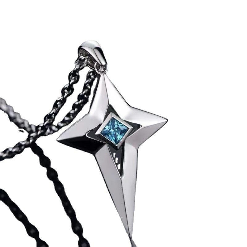 YIRAN Jewelry Anhänger Kreuz, Edelstahl, Blau, Sternförmig, Unisex - Bild 2