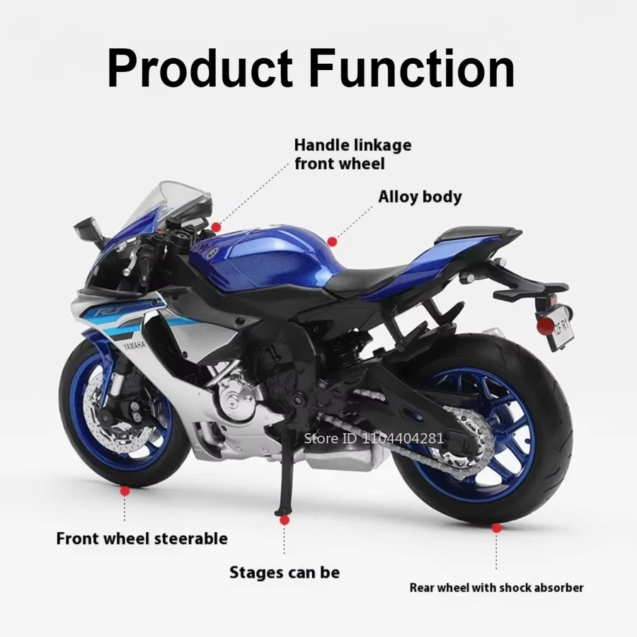 MAKEDA Yamaha YZF-R1M Motorrad Diecast, 1:12, Metall, Rot - Bild 2