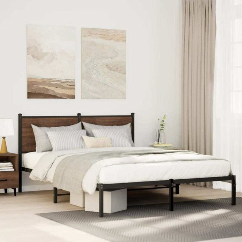 Metallbett Vidaxl aus Stahl in Braun, Modernes Design ohne Matratze, B/T: 137 x 190 cm - Bild 1