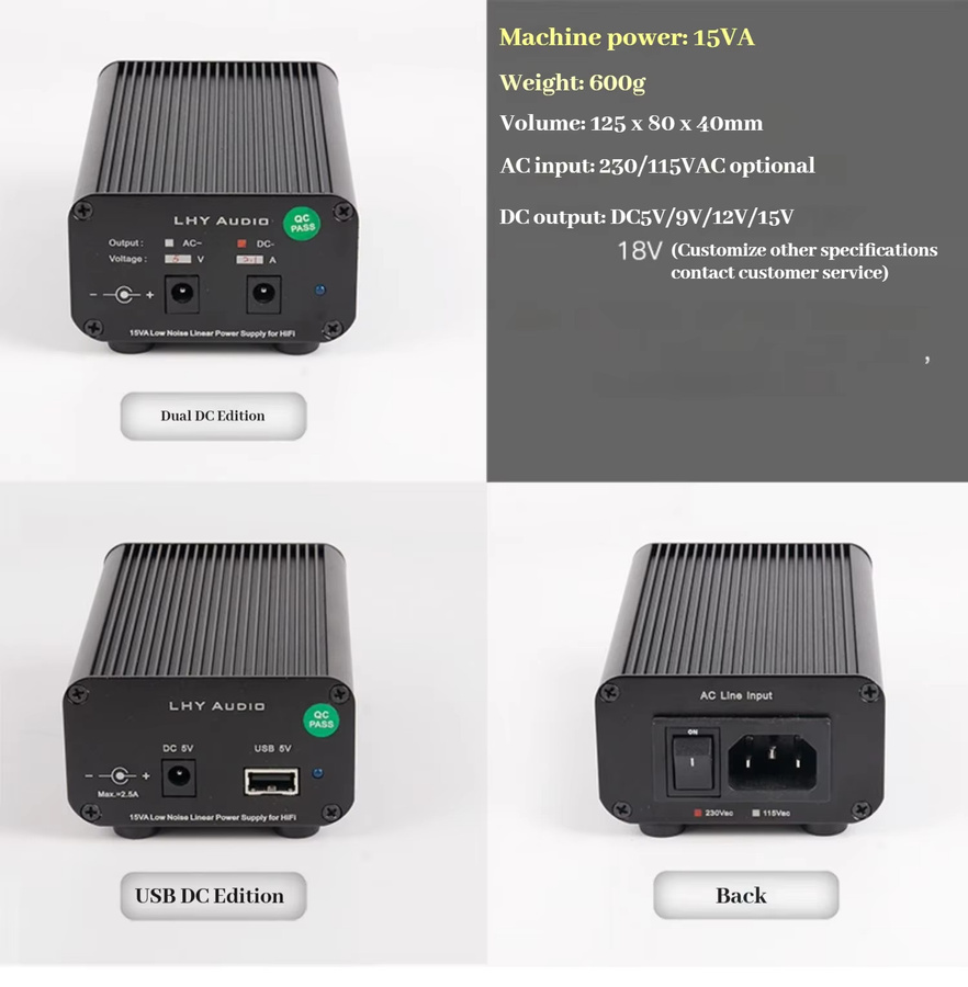 CHUBAN HiFi-Linear-Netzteil USB-A 5V 15W DC geregelt in Schwarz für optische Modems und Set-Top-Boxen - Bild 2