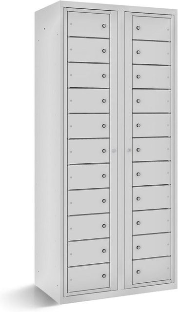 rotstahl Fächerschrank mit 22 Fächern und Zentraltüren, Farbe: Hellgrau, B/T/H: 80 x 50 x 180 cm - Bild 1