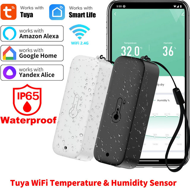 Tuya Smart Life WiFi Temperatur-Feuchtigkeitssensor in Weiß zur Fernüberwachung mit Google Assistant und Alexa Unterstützung - Bild 1
