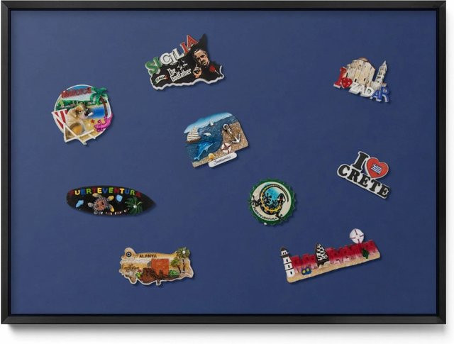 Tulup Magnettafel aus Metall mit Rahmen in Marineblau und Schwarz, Breite: 70 cm, Höhe: 50 cm - Bild 1