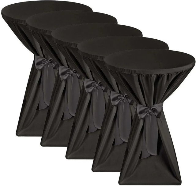 Beautissu Premium Stehtischhusse Schwarz 5-teiliges Set Durchmesser: 70 cm - Bild 1