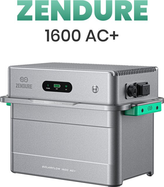 Zendure SolarFlow 1600 AC+ AC-gekoppelter Speicher für Balkonkraftwerke, 1,6 kWh, Grau - Bild 1