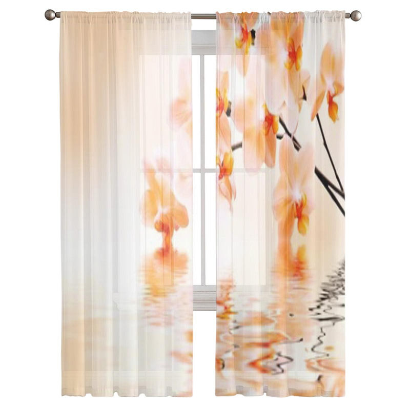 Super Six Transparentes Tüllvorhang mit Orchideenblüten-Design, Weiß, Breite: 135 cm, Höhe: 114 cm - Bild 5