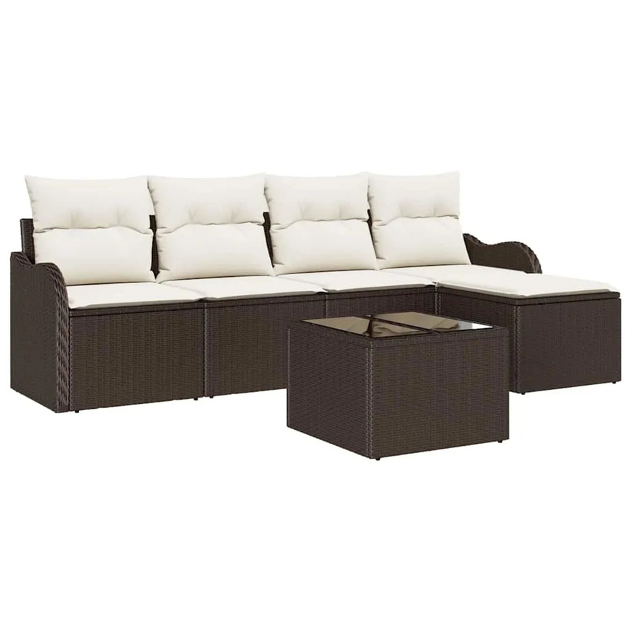 6-teiliges vidaXL Garten-Sofa-Set aus grauem Poly Rattan mit Kissen und integriertem Stauraum - Bild 2
