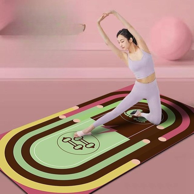 Reversible Yoga-Matte Lodestar mit buntem Ringmuster, stoßdämpfend und umweltfreundlich, B/B: 40 x 60 cm - Bild 1