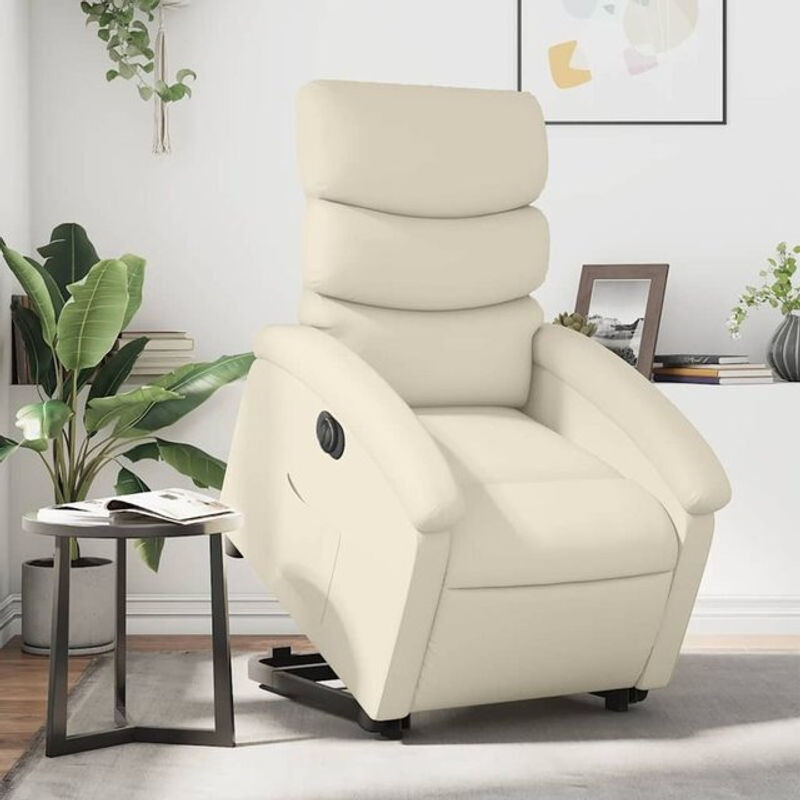 Elektrischer Relaxsessel mit Aufstehhilfe von vidaxl in Creme aus Kunstleder - Bild 1