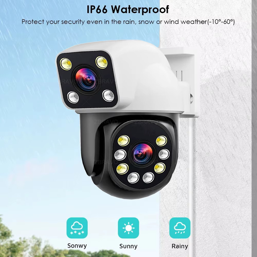 ZBRAVO Tuya Smartlife WLAN Außenkamera Mini IP mit Dual-Bildschirmen 8MP und 4MP, IP66 Wasserdicht, KI-Tracking und Sirenenalarm, Farbe: Weiß - Bild 6