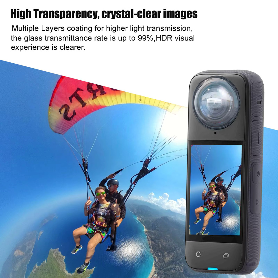 Insta360 Premium-Glaslinsenschutz für X5 X4 Air X3 Action Camera, gehärtetes Glas, transparent - Bild 5