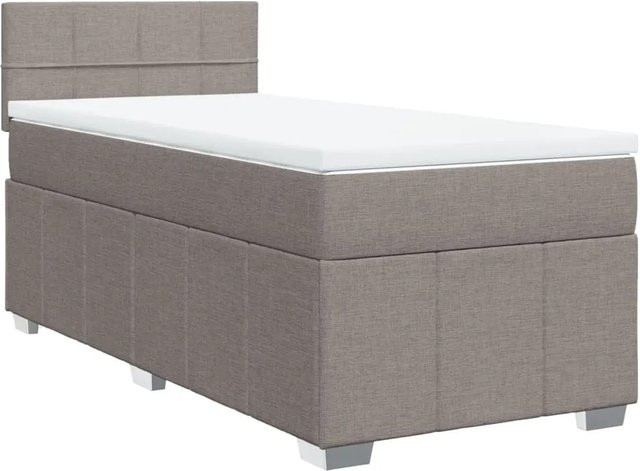 vidaXL Boxspringbett mit Matratze Hybrid-Design in Taupe, B/T: 100 x 200 cm, mit USB-Ladeport und Unterbettbeleuchtung - Bild 1