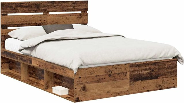 vidaXL Bettrahmen aus massivem Kiefernholz in Braun, B/T/H: 140 x 190 x 143 cm - Bild 1