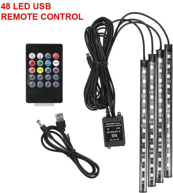 LEEPEE Automotive Parts LED Auto-Innenbeleuchtung mit Fernbedienung und Sprachsteuerung, RGB Multicolour USB Ambientebeleuchtung für das Fahrzeug - Bild 1