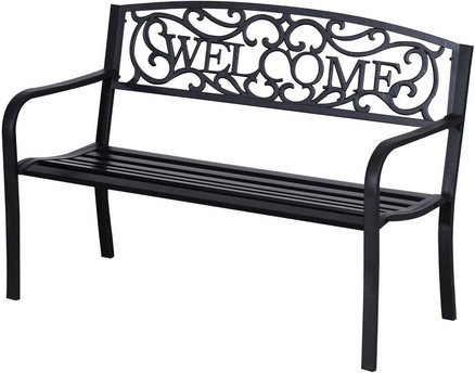 Outsunny Gartenbank aus Metall als 2-Sitzer in Schwarz, B/H/T: 127 x 87 x 60 cm - Bild 1