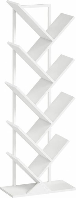 HOMCOM Bücherregal Leiterregal aus Spanplatte und Stahl in Weiß, B/T/H: 24 x 50 x 136 cm - Bild 1