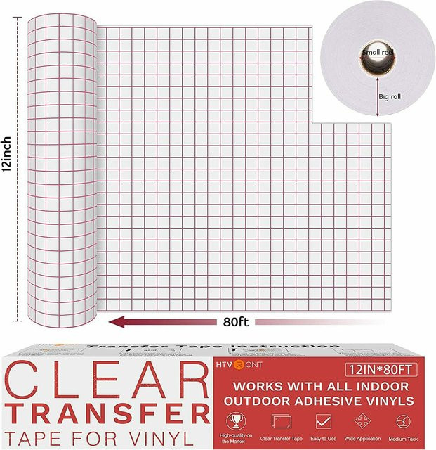 HTVRONT Transparentes Vinyl-Transferpapierband mit Ausrichtungsgitter für Silhouette Cameo, Breite: 30 cm, Länge: 2400 cm - Bild 1