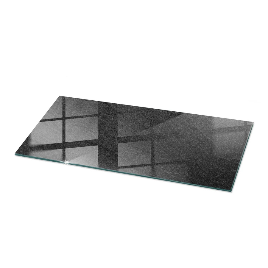 Tulup Tischplatte aus Glas in Schwarz mit Natursteinstruktur, Rechteckig, B/T: 125 x 50 cm - Bild 2