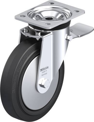 Blickle Lenkrolle LK-POEV 200R-ST-FA mit Feststeller in Schwarz und Silber, Rad-Durchmesser: 20 cm, Tragfähigkeit: 500 kg - Bild 1