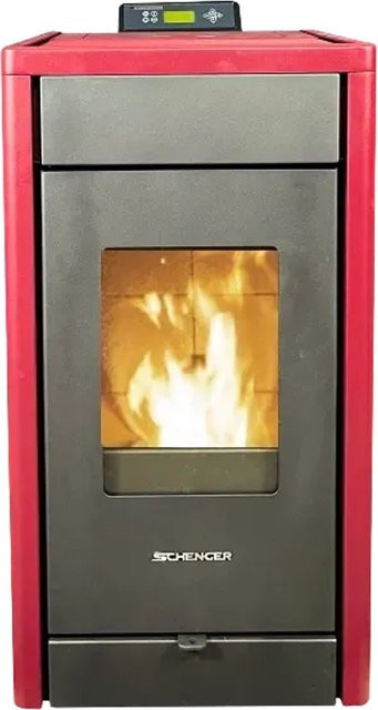 Schenger Pelletofen HP07 in Rot mit 8kW Leistung, vollautomatisch mit WIFI, ECO-Modus und Timer - Bild 1