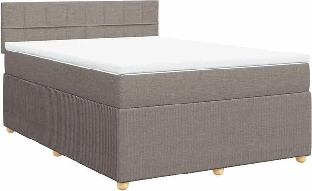 vidaXL Boxspringbett mit Matratze Hybrid-Design in Taupe, B/T: 140 x 200 cm - Bild 1