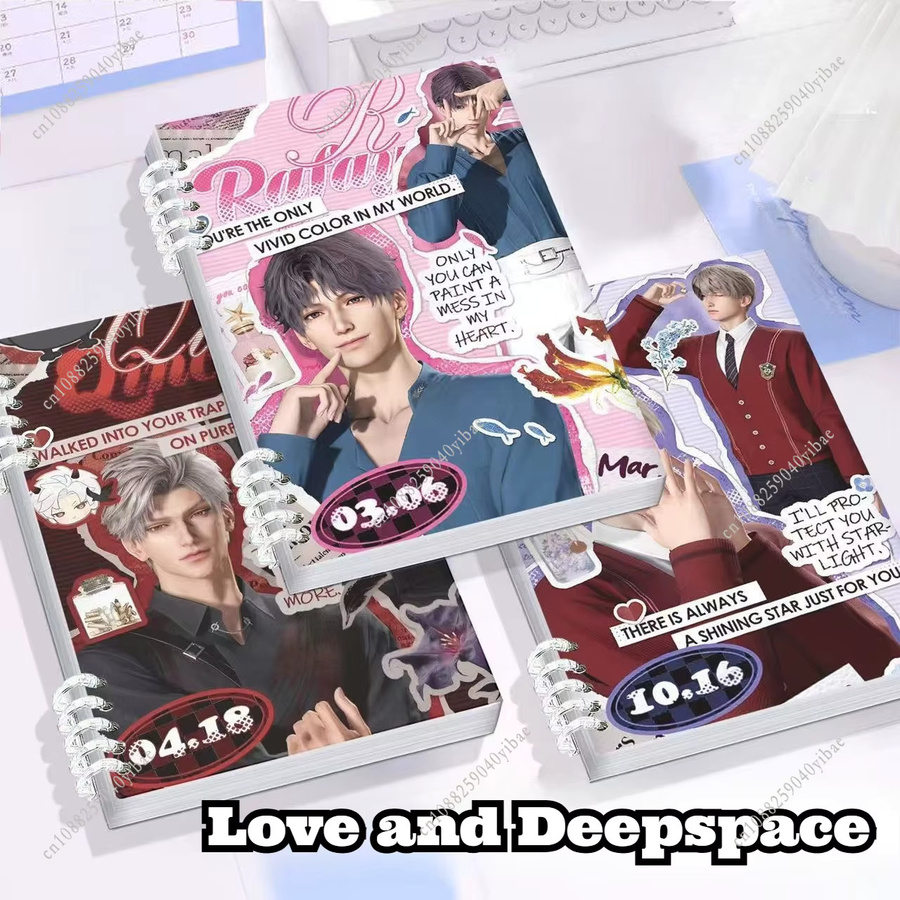 Love and Deepspace Loseblatt-Notizbuch mit Sylus, Rafayel, Zayne und Xavier als abnehmbares Tagebuch für Studenten in A5, Mehrfarbig - Bild 3