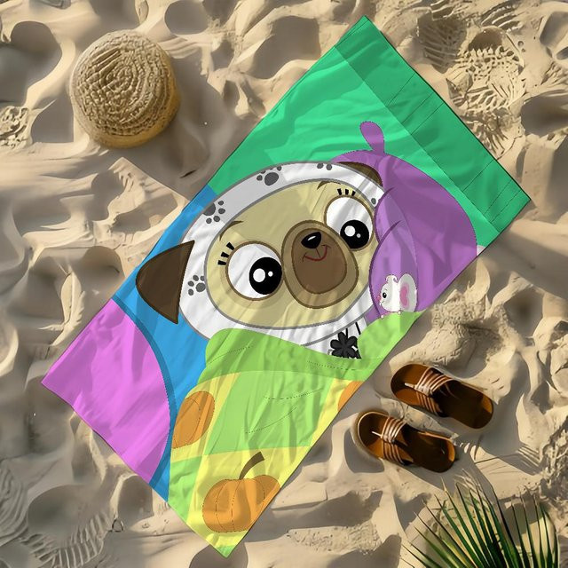 Sandfreies Strandtuch von JMG Household Supplies mit C-Chip und Kartoffel-Design, leicht tragbar für Yoga, Fitness, Schwimmen und Reisen, Mehrfarbig, B/H: 40 x 70 cm - Bild 1