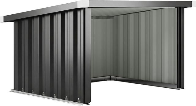 Outsunny Mähroboter Garage aus verzinktem Stahl mit Pultdach in Dunkelgrau, B/T/H: 108 x 86 x 62,5 cm - Bild 1