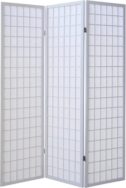 Homestyle4u 3-tlg. Shoji Paravent aus Holz und Reispapier in Weiß, B: 132 cm, H: 175 cm - Bild 1
