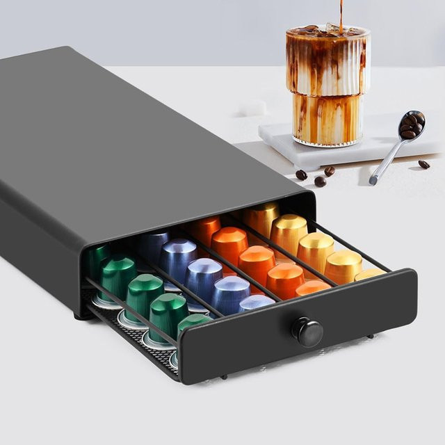 Kaffeeschubladenhalter für 40 Nespresso Kapseln aus Metall in Schwarz - Bild 1